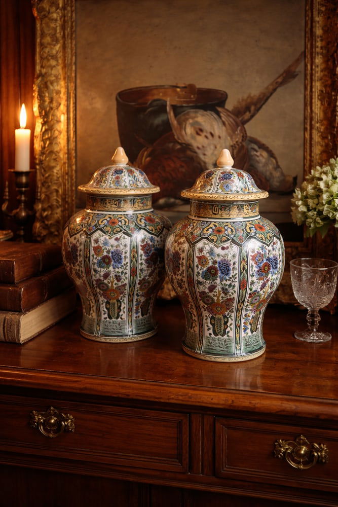 Polychrome Lidded Vases by De Sphinx, 1970s, Set of 2 - 3