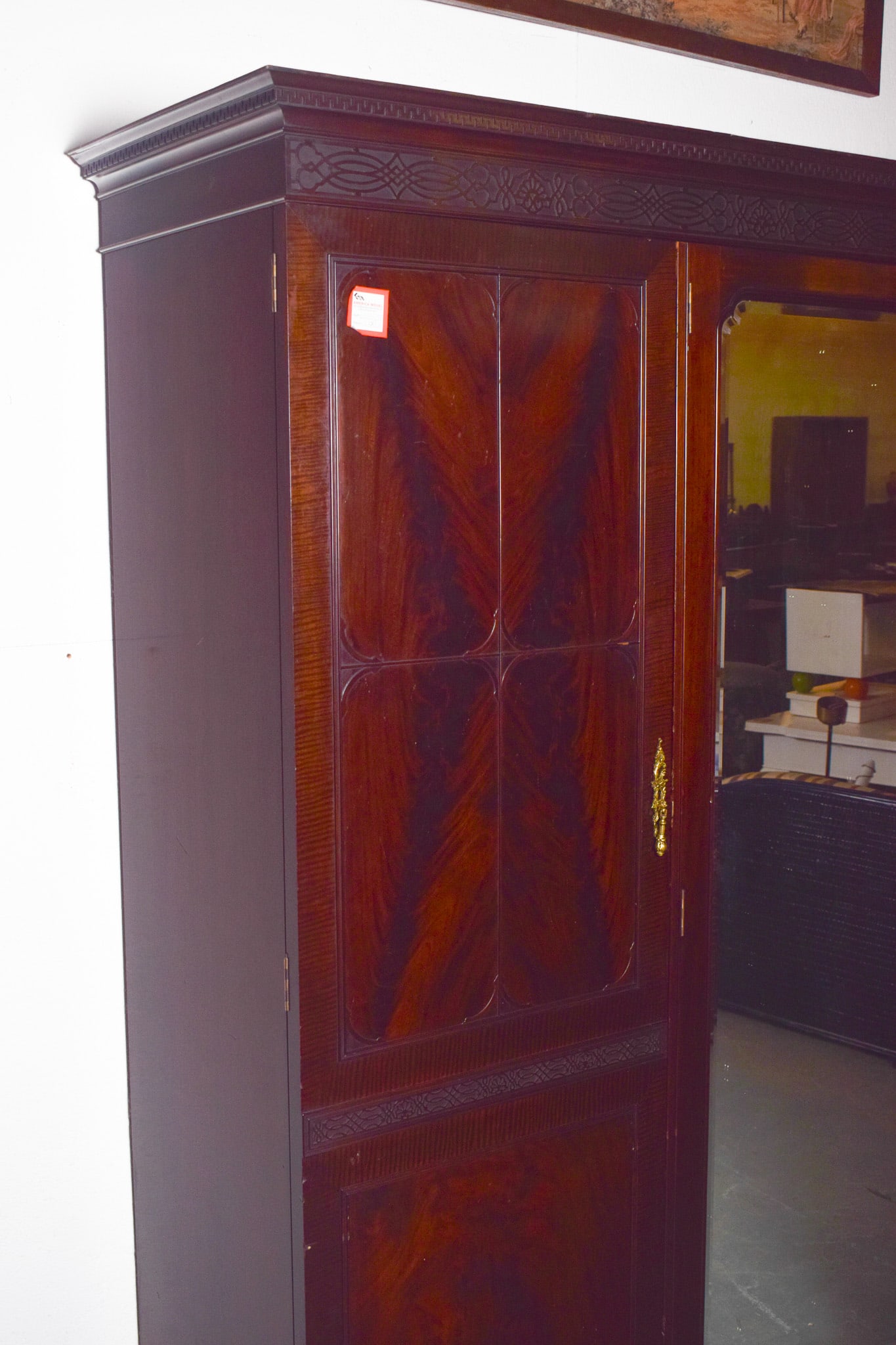 English Mahogany Wardrobe with Mirror, 1910 - 3