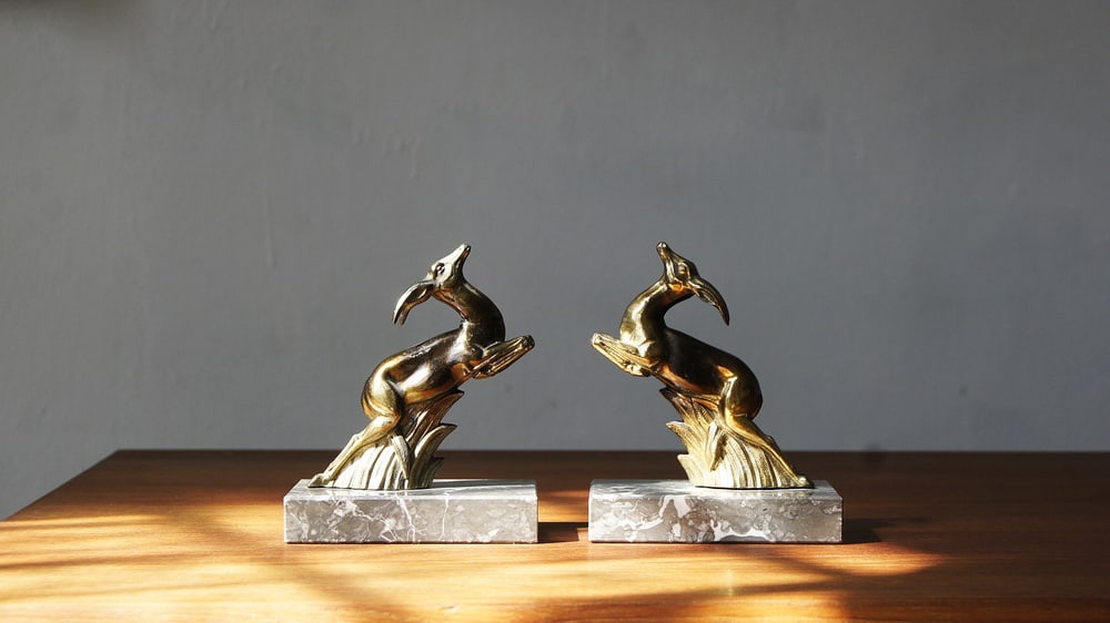 Antelope Bookends on Marble Bases, 1930s, Set of 2 - 2