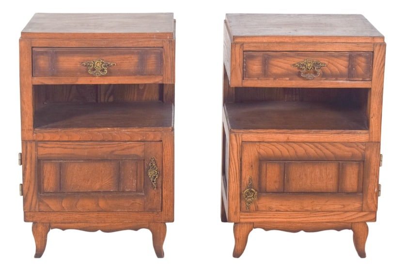 Portuguese Oak Bedside Tables, 1980s, Set of 2 (1 of 10)