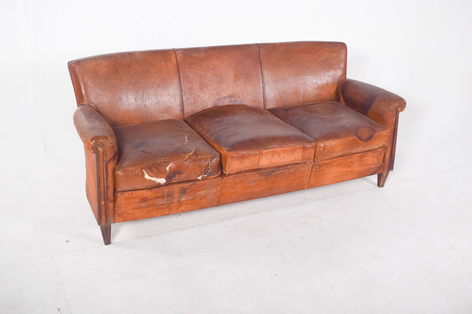 Portuguese Three-Seater Sofa in Brown Leather, 1980s - 2