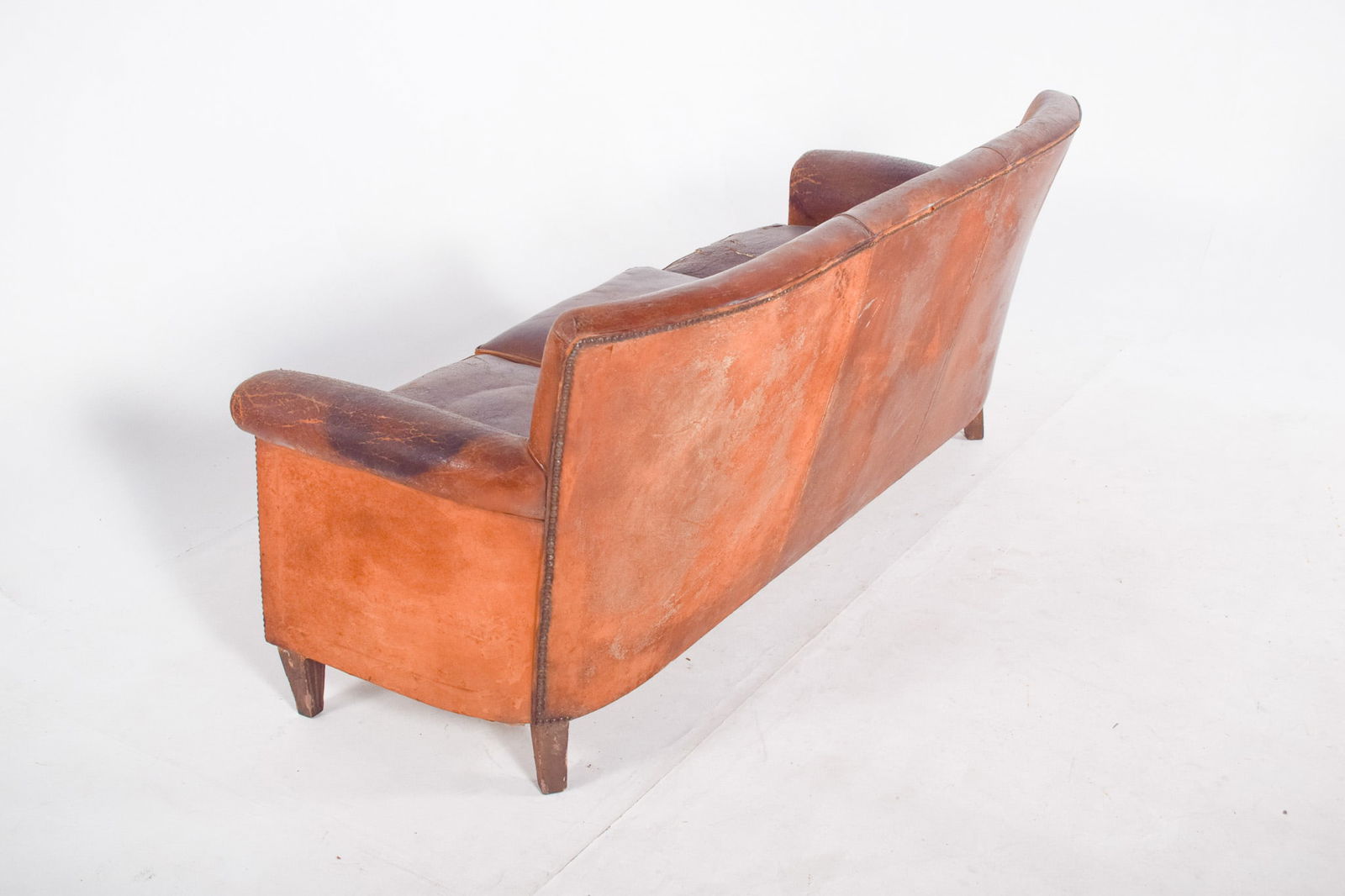 Portuguese Three-Seater Sofa in Brown Leather, 1980s - 4