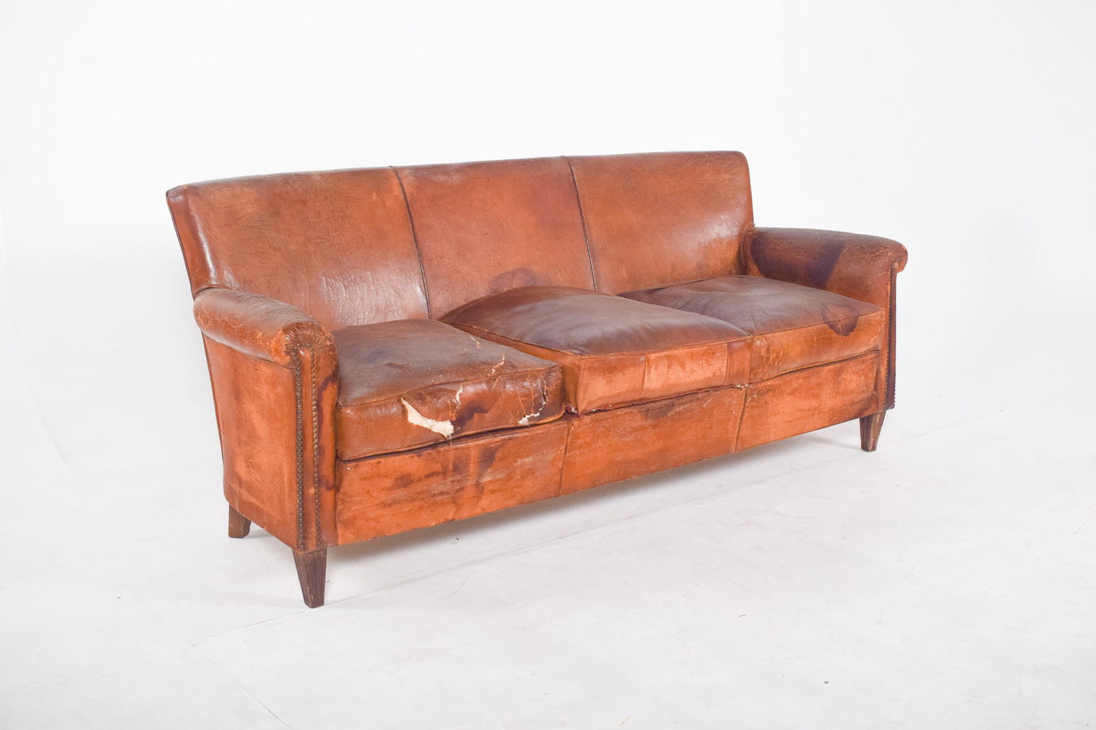 Portuguese Three-Seater Sofa in Brown Leather, 1980s - 5