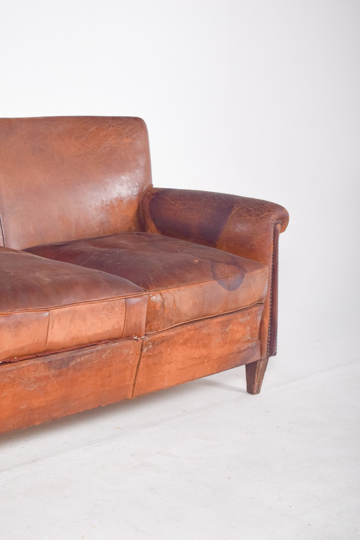 Portuguese Three-Seater Sofa in Brown Leather, 1980s - 6