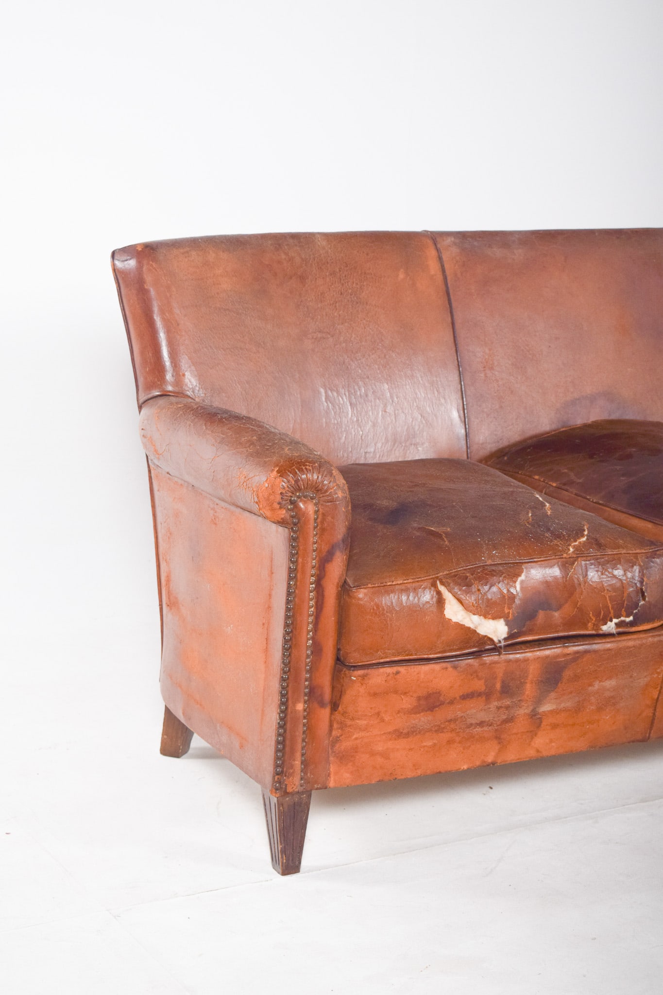 Portuguese Three-Seater Sofa in Brown Leather, 1980s - 8