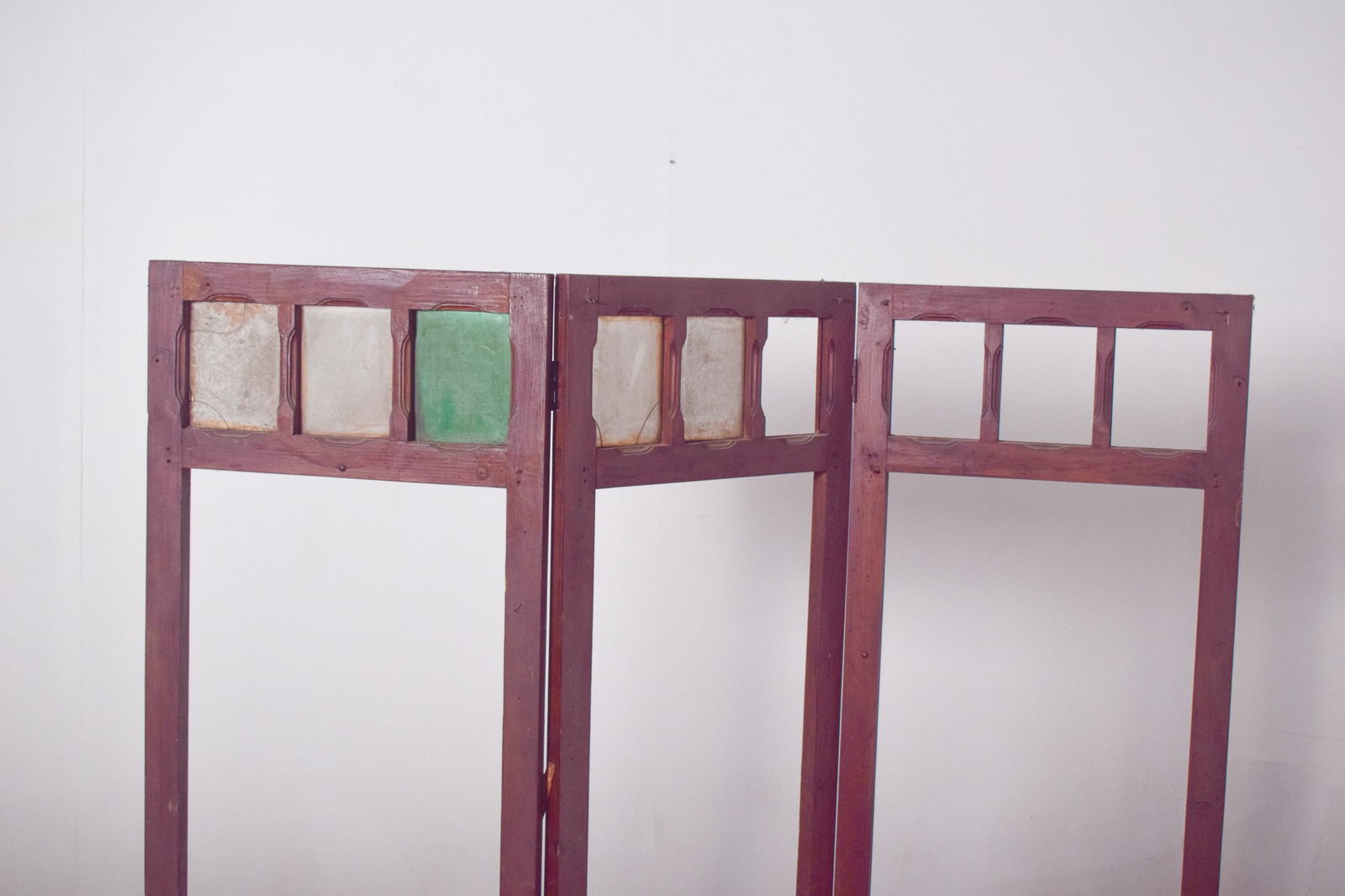 Wooden Folding Screen Frame with Panels, 1950 - 4