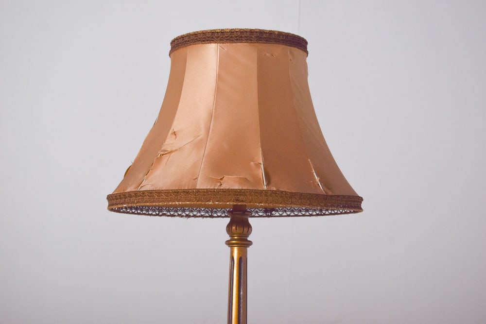 Gilded Wooden Floor Lamp with Fabric Lampshade, 1890 - 7