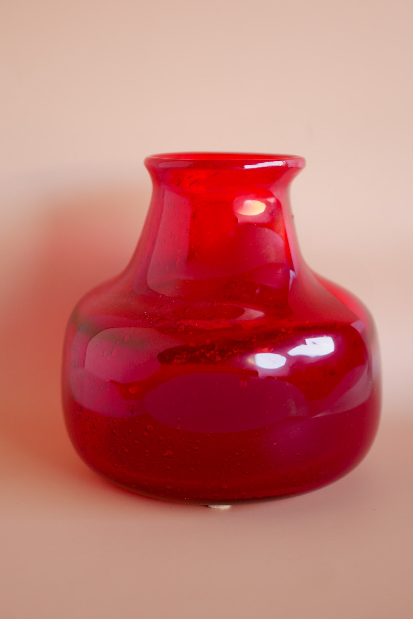 Red Glass Vase by Erik Höglund for Bodafors, 1960s - 3