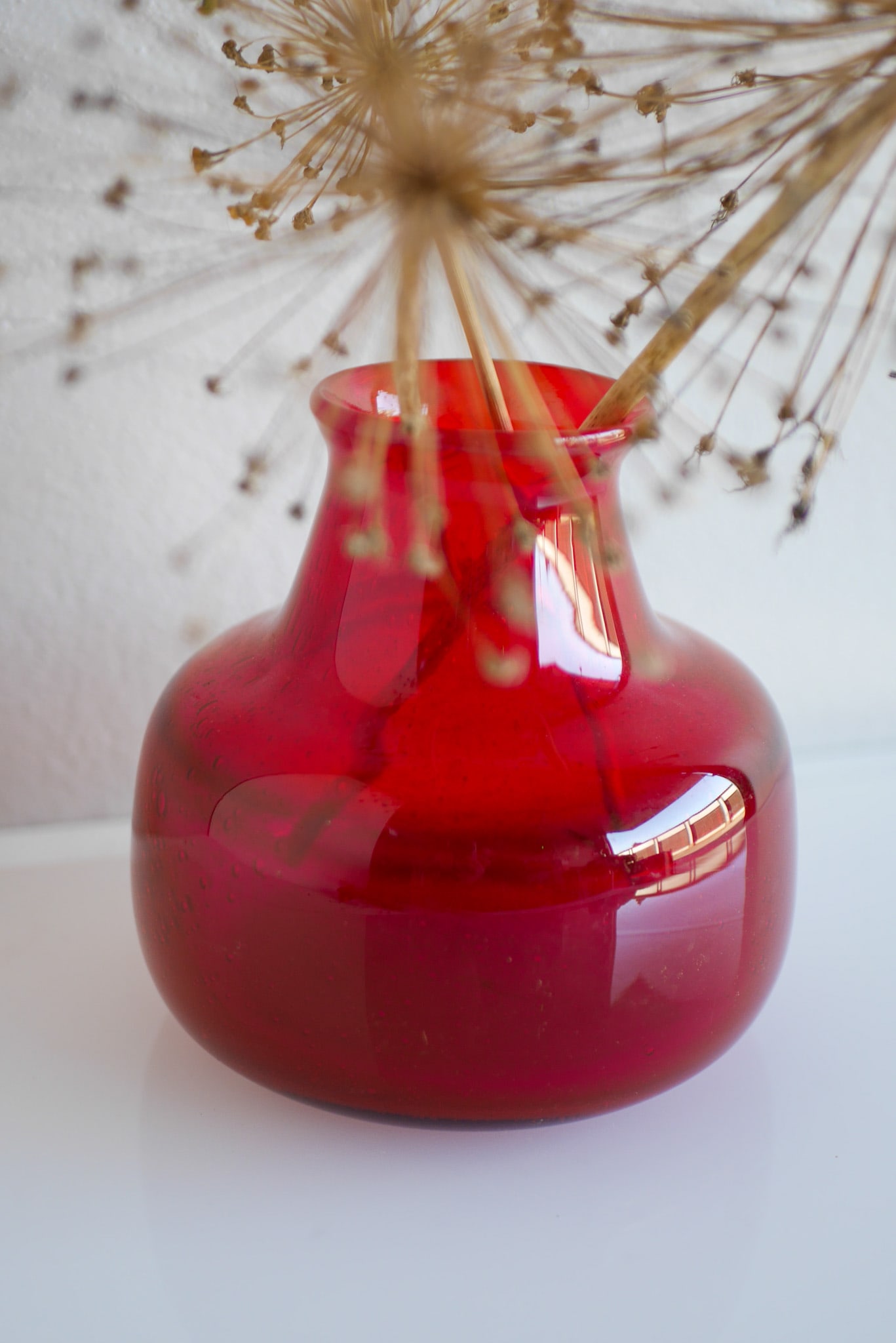 Red Glass Vase by Erik Höglund for Bodafors, 1960s - 7