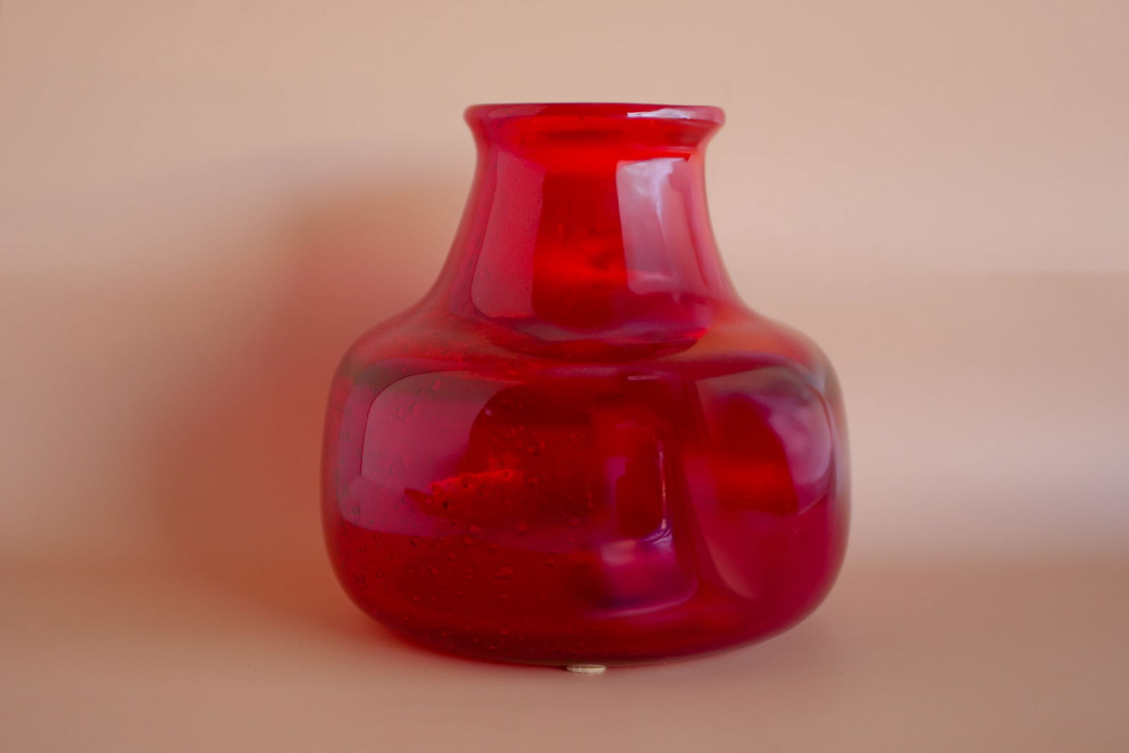 Red Glass Vase by Erik Höglund for Bodafors, 1960s - 8