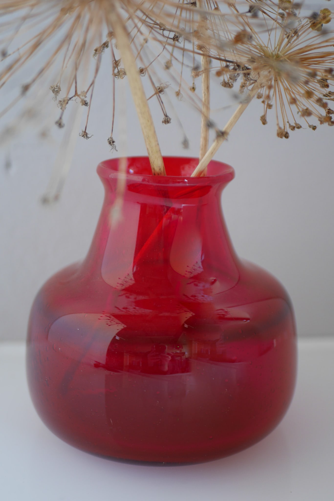 Red Glass Vase by Erik Höglund for Bodafors, 1960s - 9