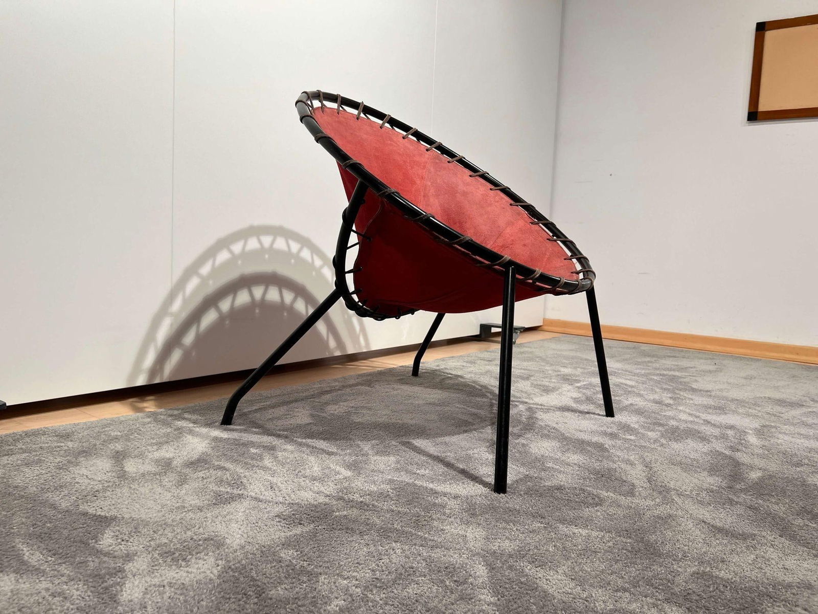 Balloon Lounge Chair in Red Suede & Metal by Hans Olsen - 6