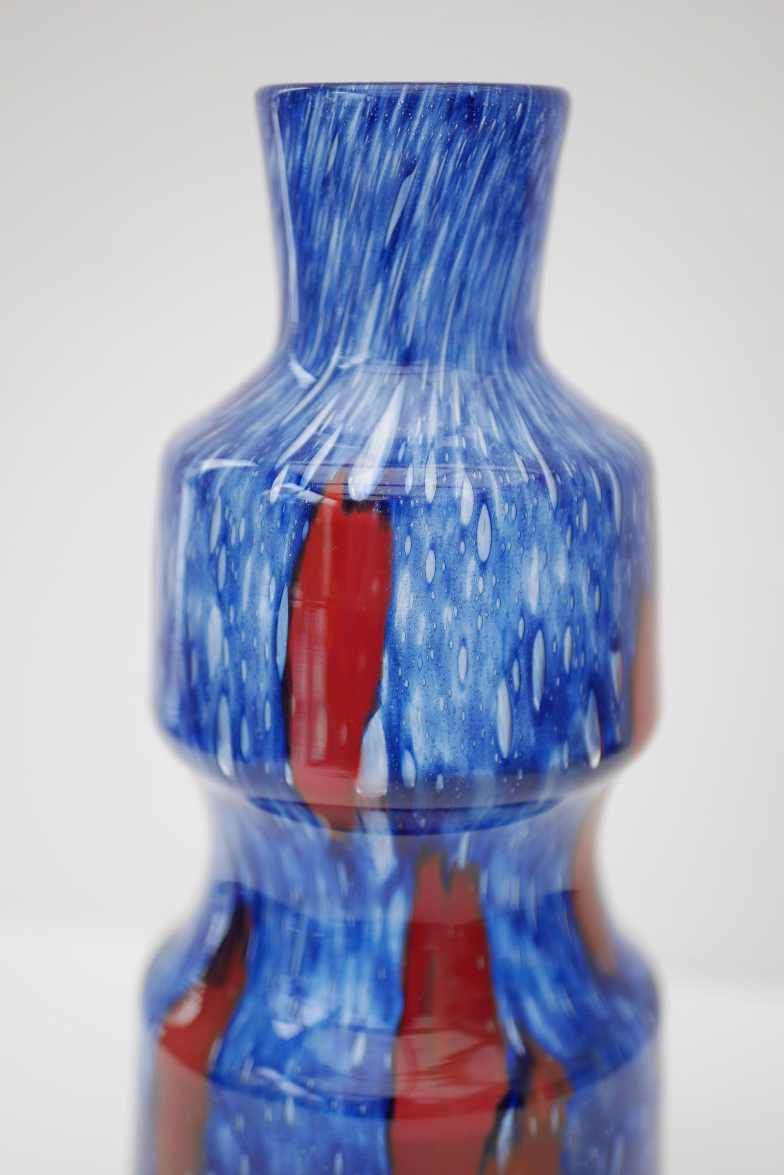 Blue Glass Art Vase from Prachen Glass Works - 2