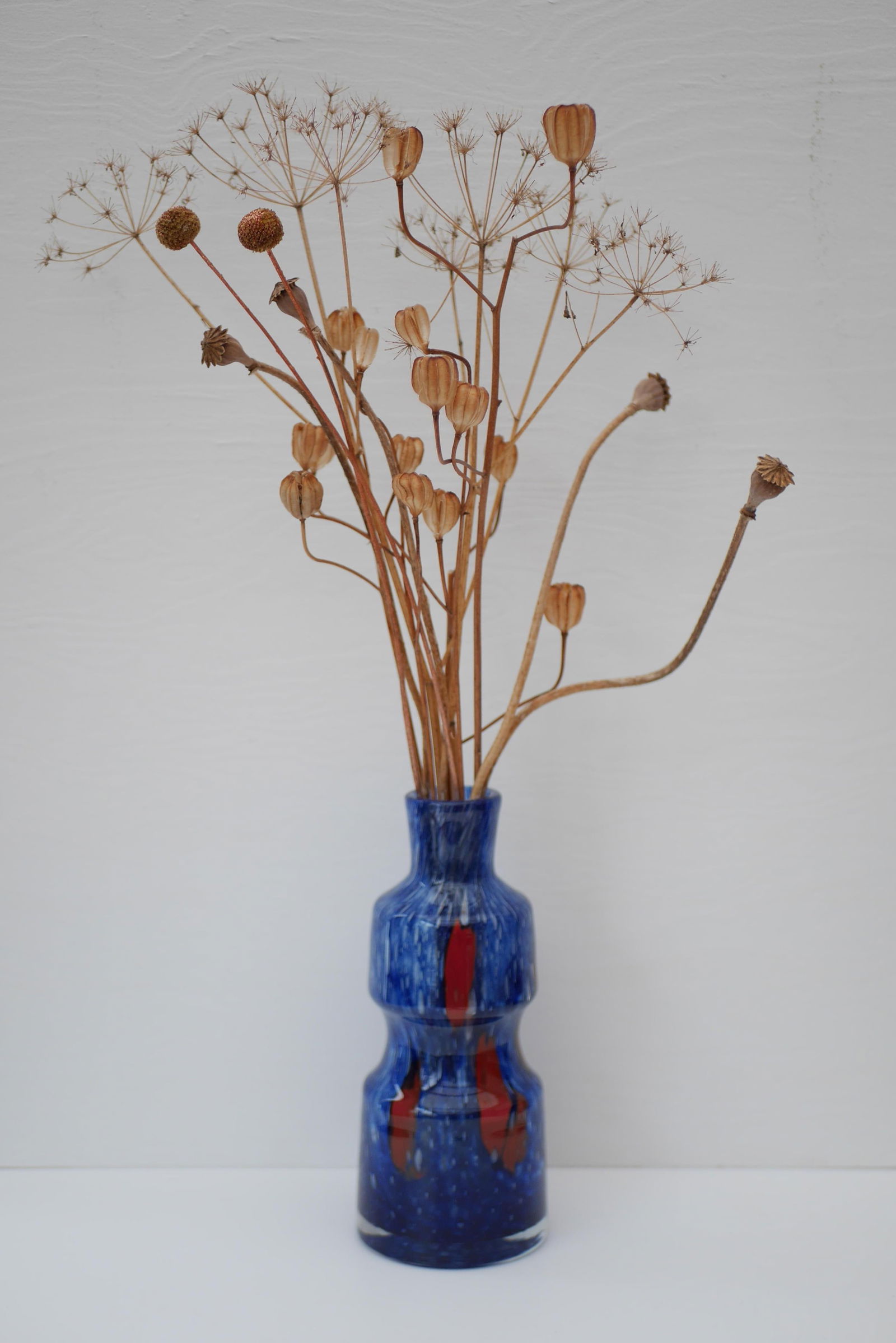 Blue Glass Art Vase from Prachen Glass Works - 4