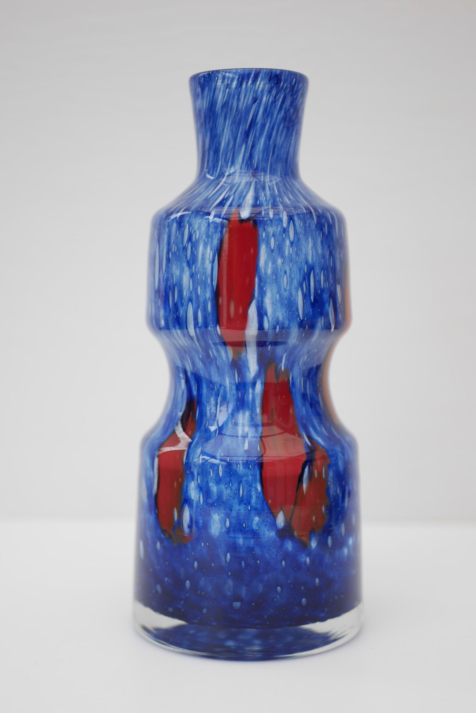 Blue Glass Art Vase from Prachen Glass Works - 7