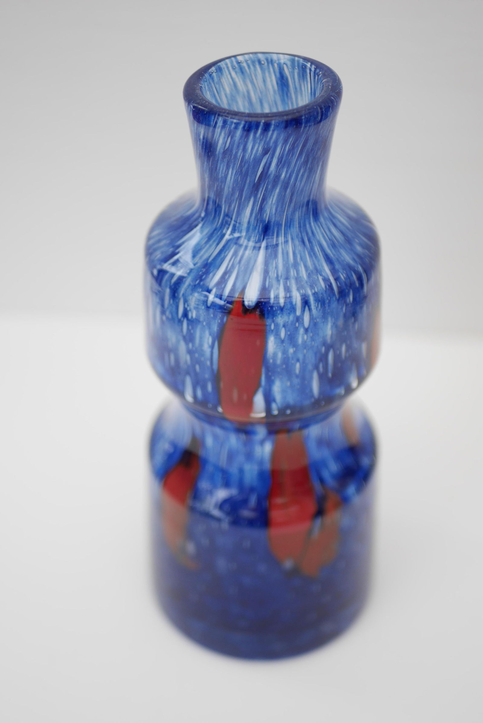 Blue Glass Art Vase from Prachen Glass Works - 9