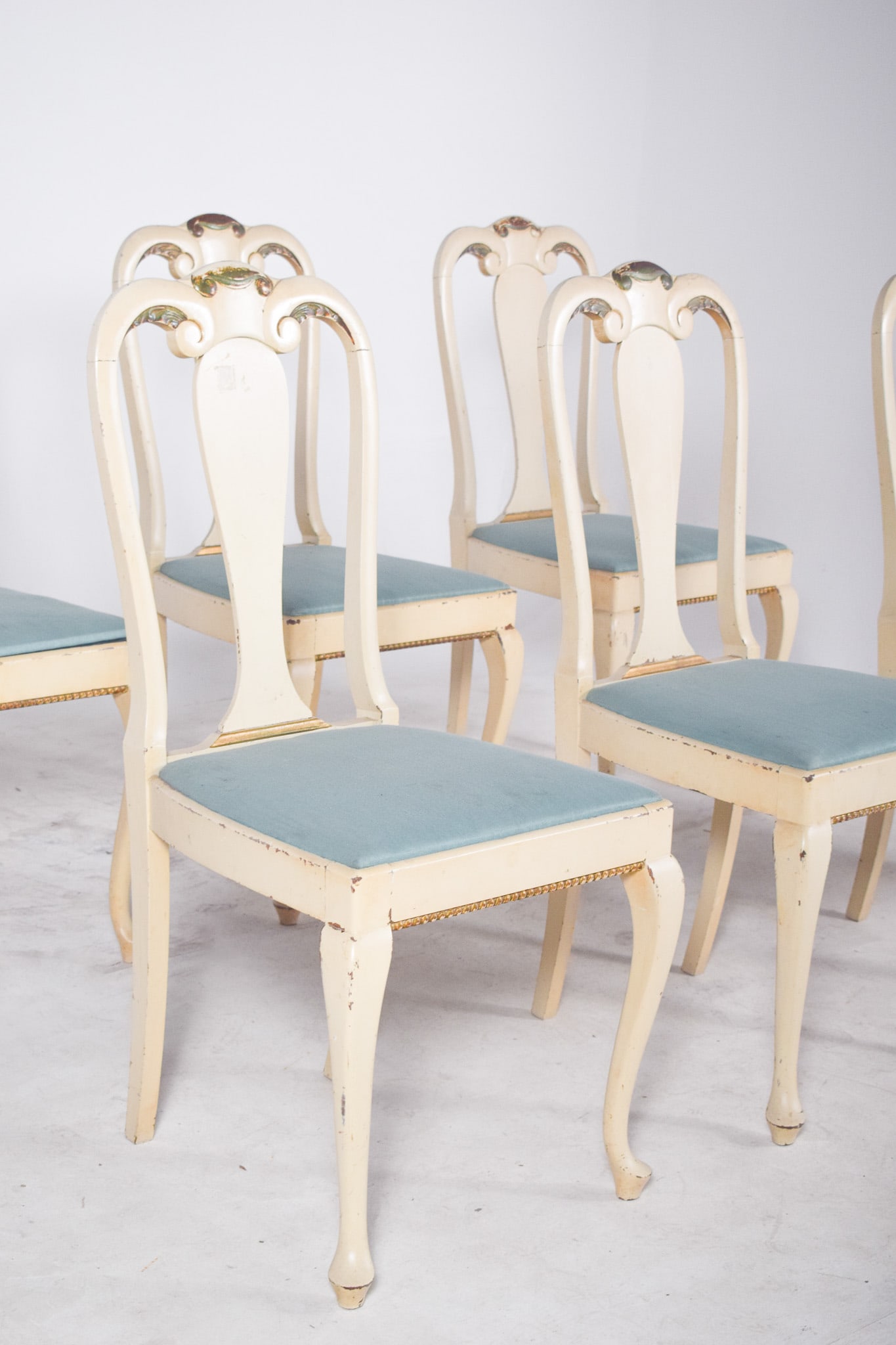 Portuguese White Painted Wood Chairs, 1890s, Set of 6 - 3