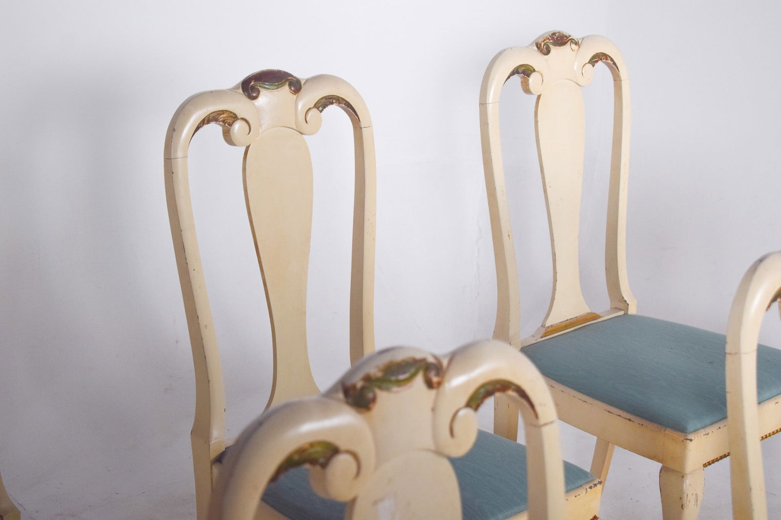 Portuguese White Painted Wood Chairs, 1890s, Set of 6 - 5