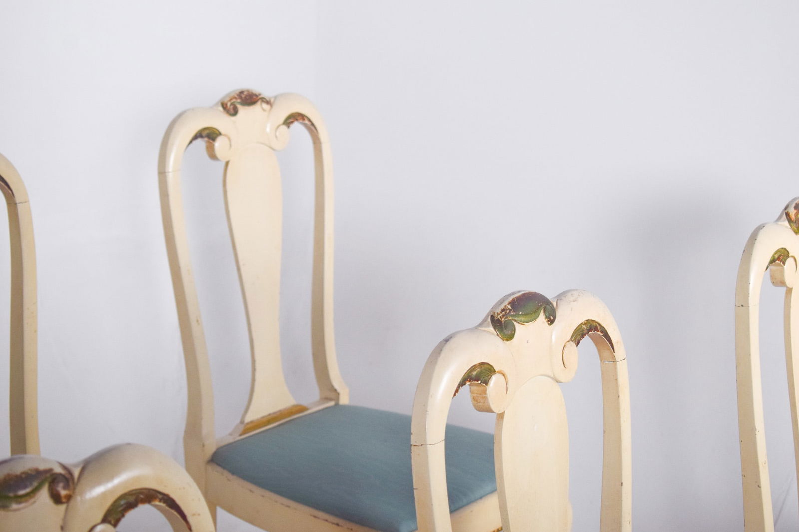 Portuguese White Painted Wood Chairs, 1890s, Set of 6 - 6