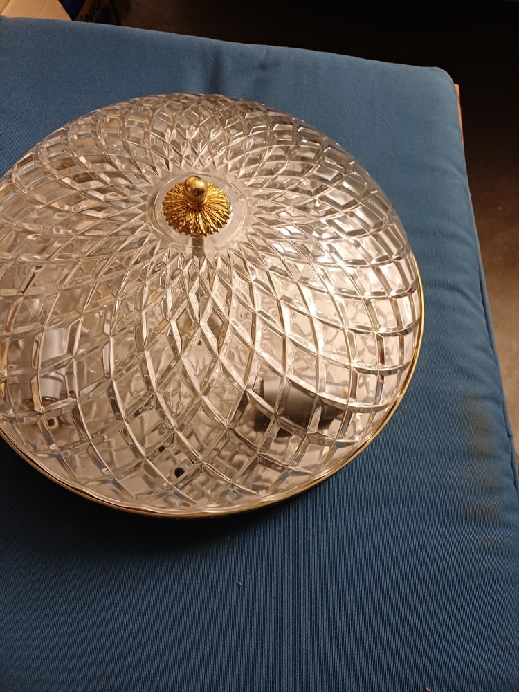 Ceiling Light in Gold-Plated Brass and Crystal, 1990s - 12