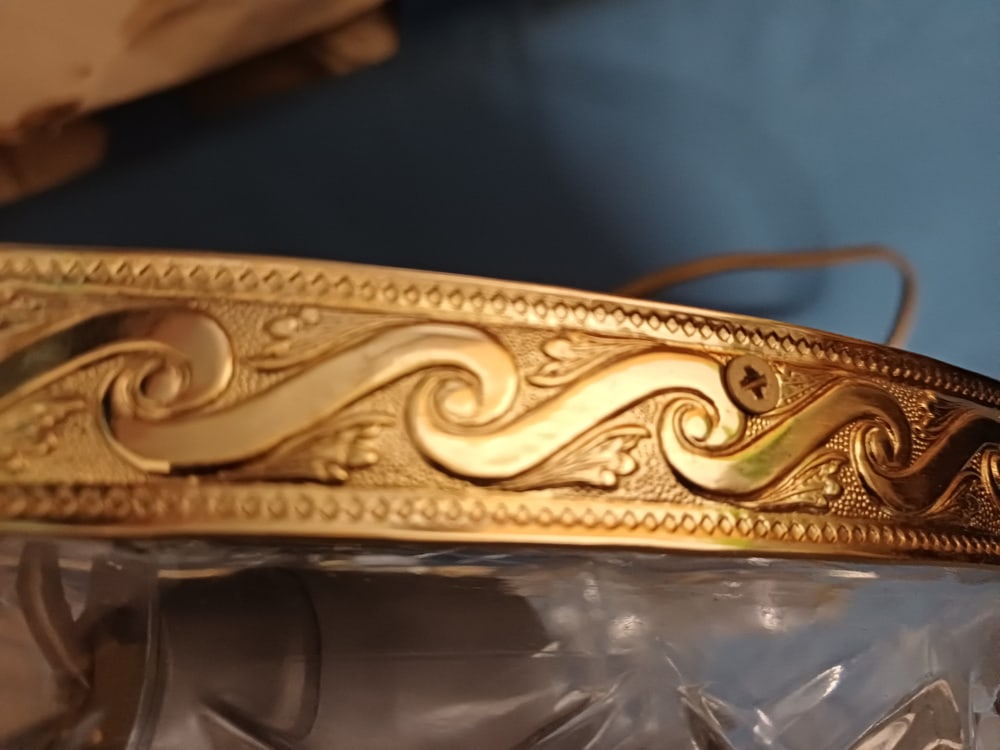 Ceiling Light in Gold-Plated Brass and Crystal, 1990s - 2