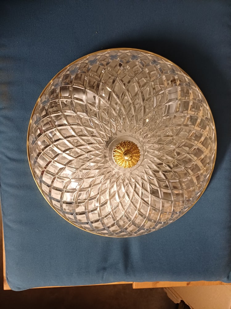 Ceiling Light in Gold-Plated Brass and Crystal, 1990s - 5