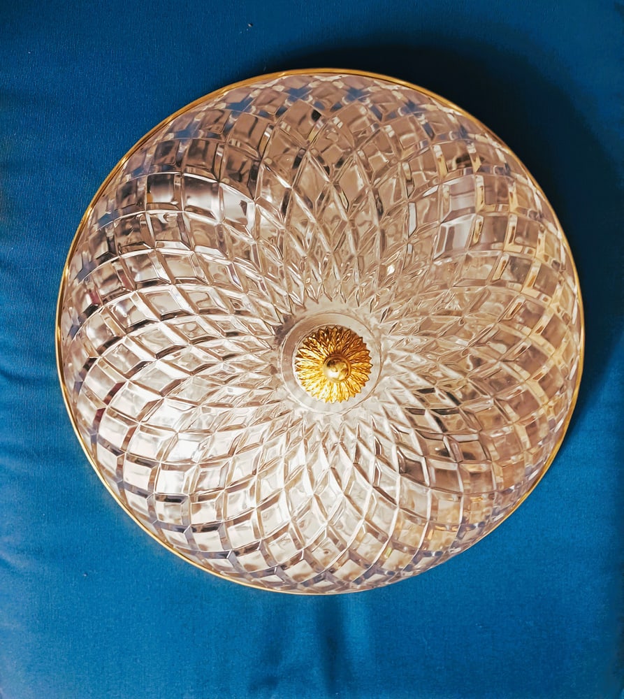 Ceiling Light in Gold-Plated Brass and Crystal, 1990s - 6