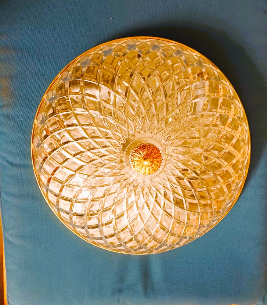 Ceiling Light in Gold-Plated Brass and Crystal, 1990s - 8