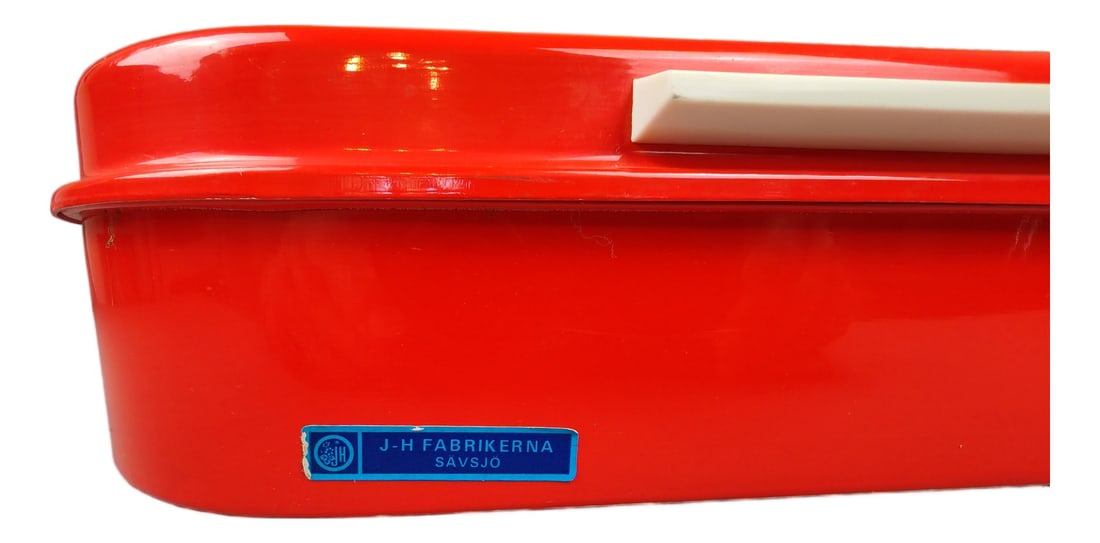 Swedish Bread Box by Nils Johan, 1960s: Country of Manufacture: Sweden Design Period: 1950 to 1959 Production Period: 1960 to 1969 Restoration and Damage Details: Light wear consistent with age and use Detailed Condition: Good — This