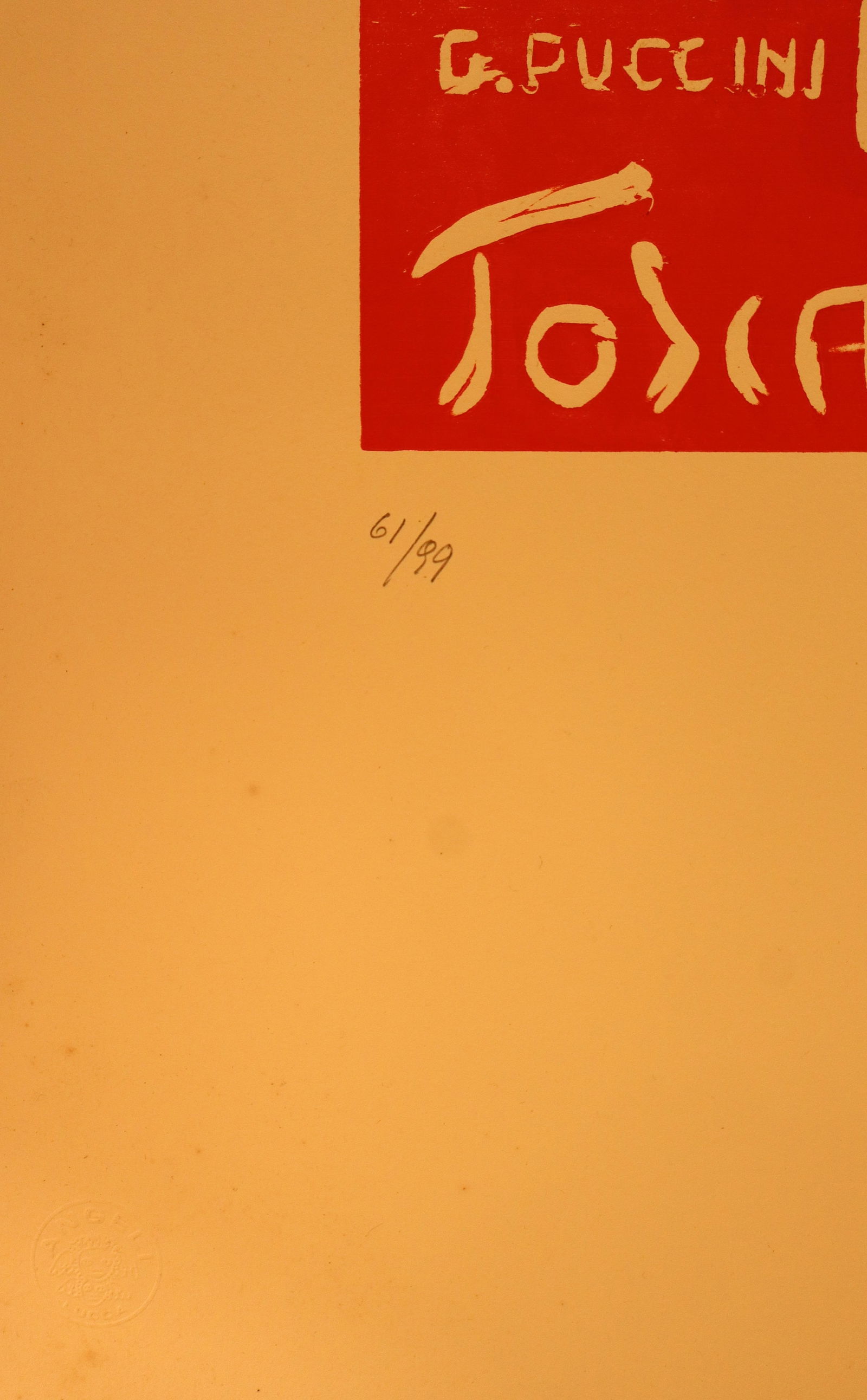 Bellora, Puccini's Tosca Bohème, Lithograph, Framed - 10