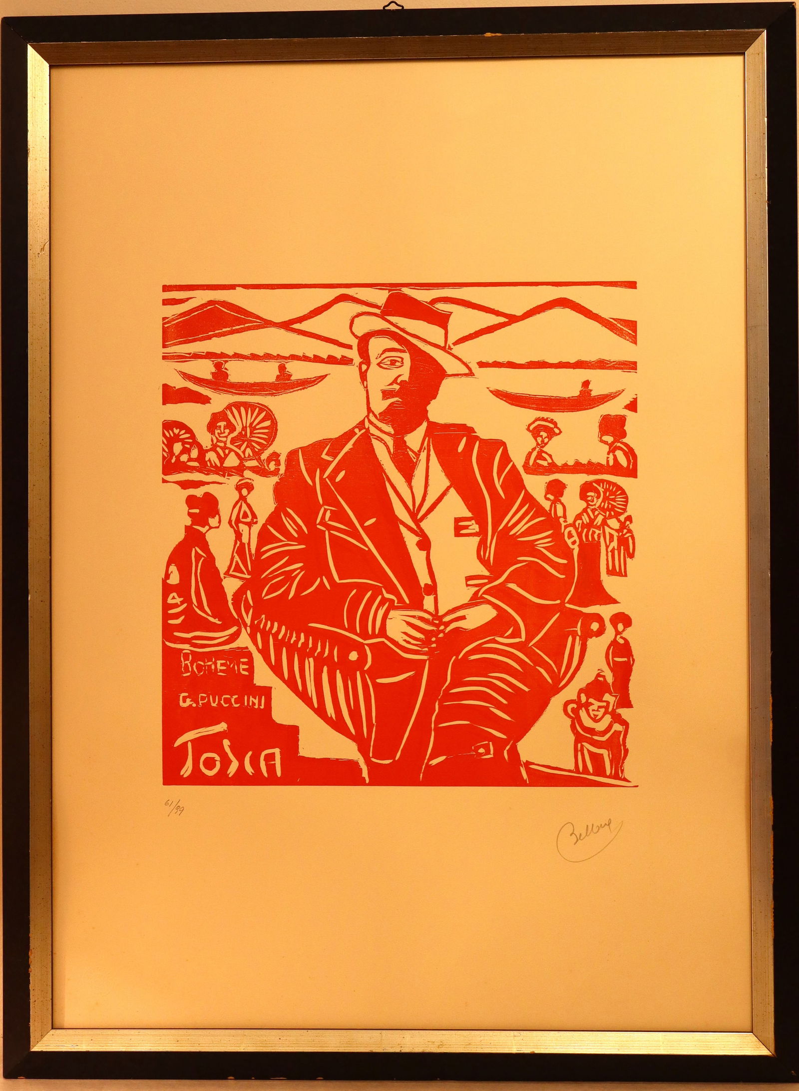 Bellora, Puccini's Tosca Bohème, Lithograph, Framed - 2