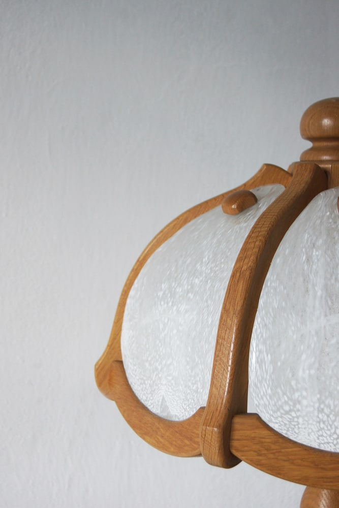 Wooden Table & Glass Lamp from Asmuth Leuchten - 3