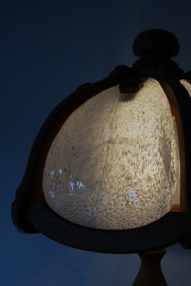 Wooden Table & Glass Lamp from Asmuth Leuchten - 6