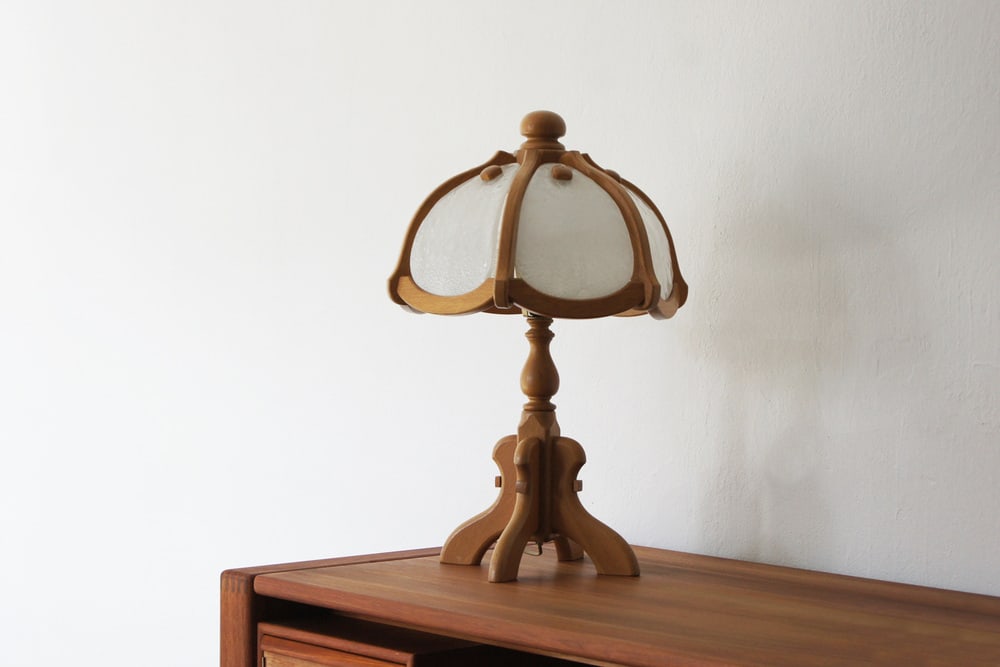 Wooden Table & Glass Lamp from Asmuth Leuchten - 7