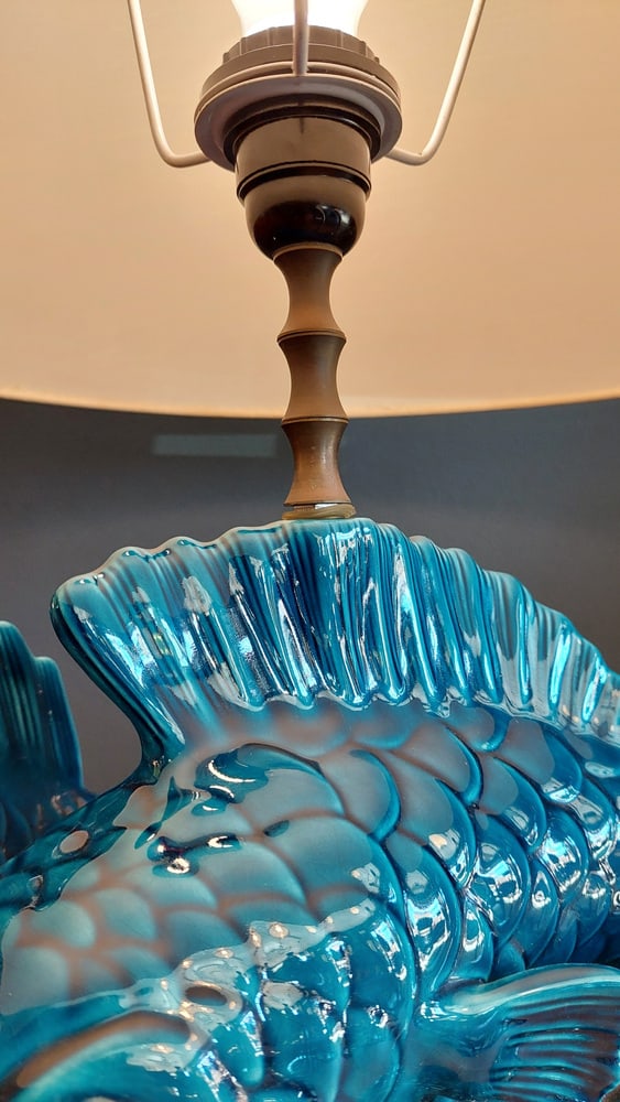 Ceramic Table Lamp with the Shape of Carpe Koi, 1970s - 8