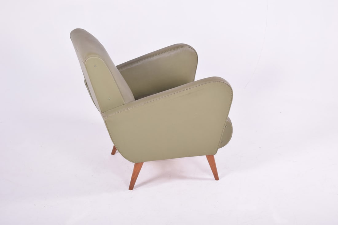 Armchair in Green Nappa, 1950s - 3