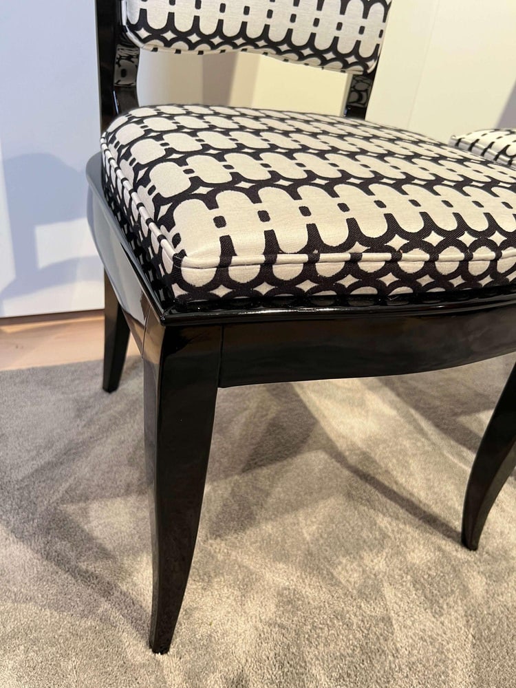 High Back Black Lacquered Dining Chairs, Set of 6 - 12