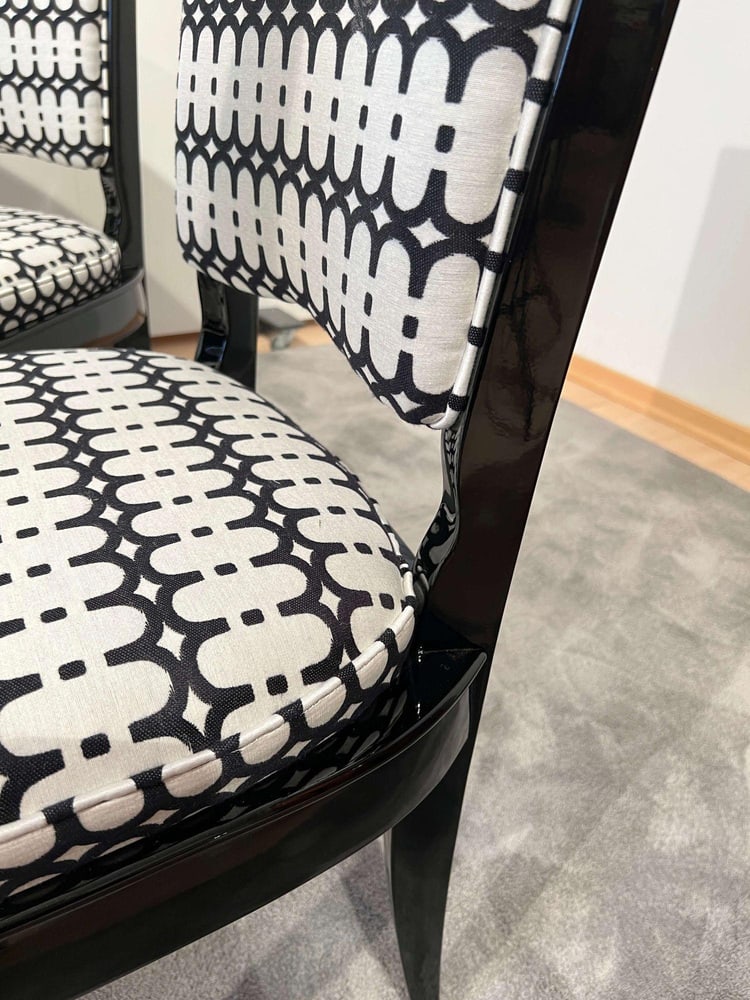 High Back Black Lacquered Dining Chairs, Set of 6 - 7