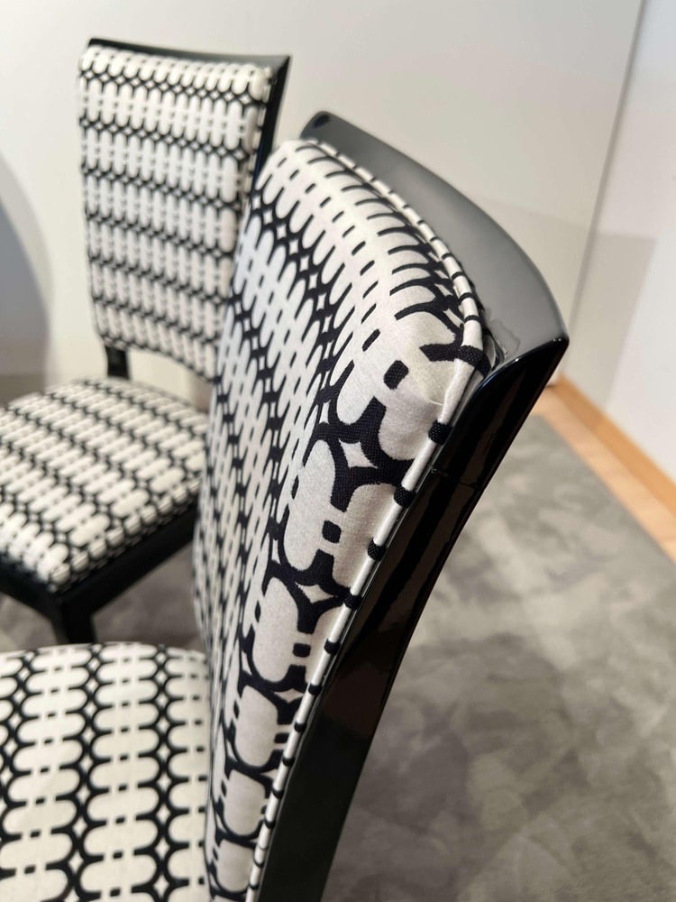 High Back Black Lacquered Dining Chairs, Set of 6 - 9