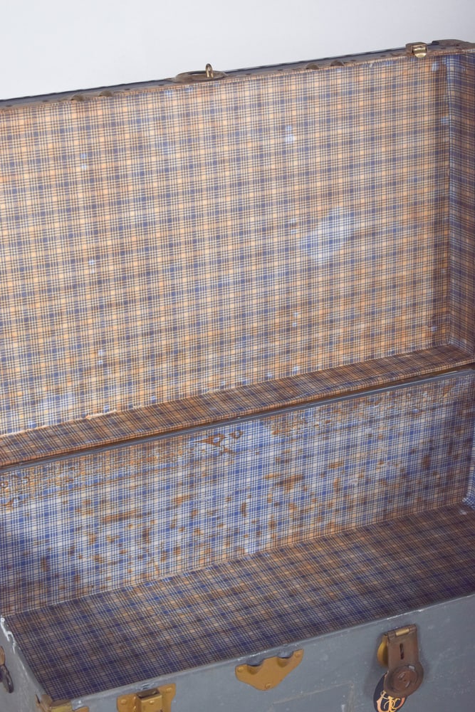 Mid-Century Suitcase in Grey Sheet Metal, 1950s - 14