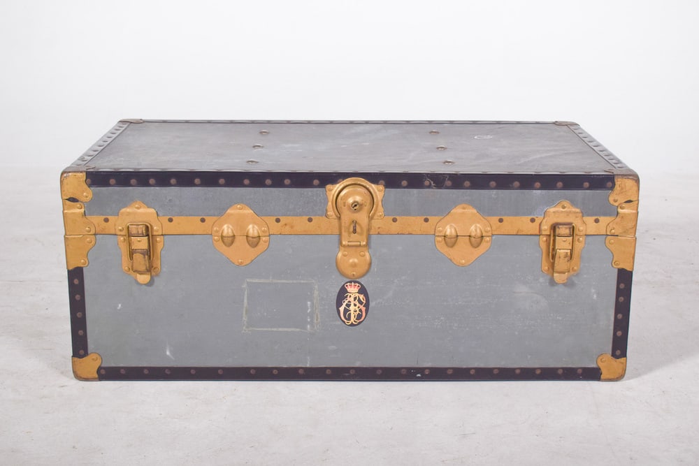 Mid-Century Suitcase in Grey Sheet Metal, 1950s - 2
