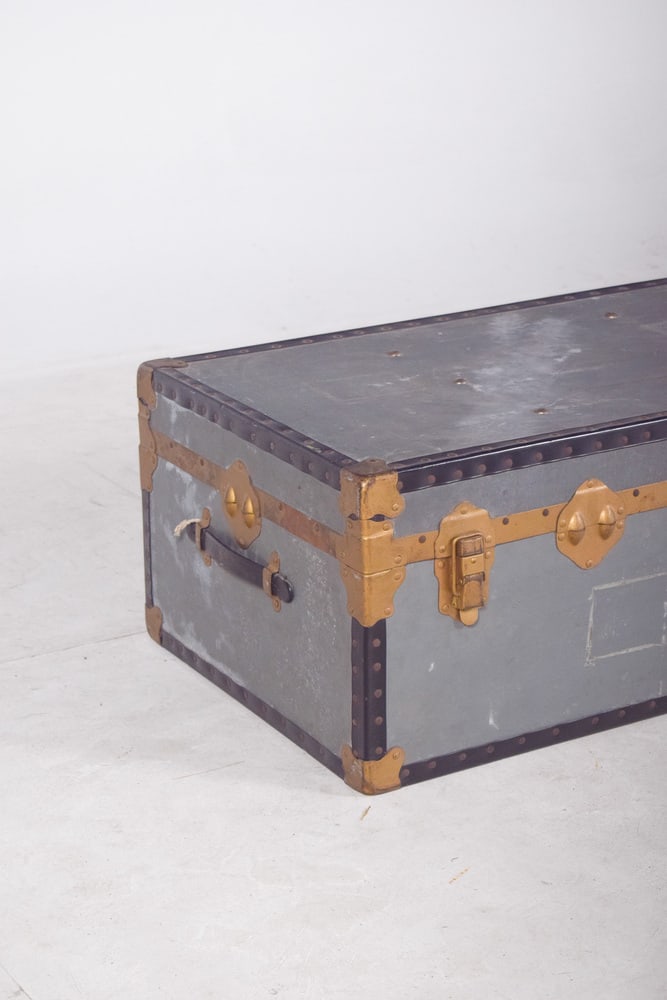 Mid-Century Suitcase in Grey Sheet Metal, 1950s - 3