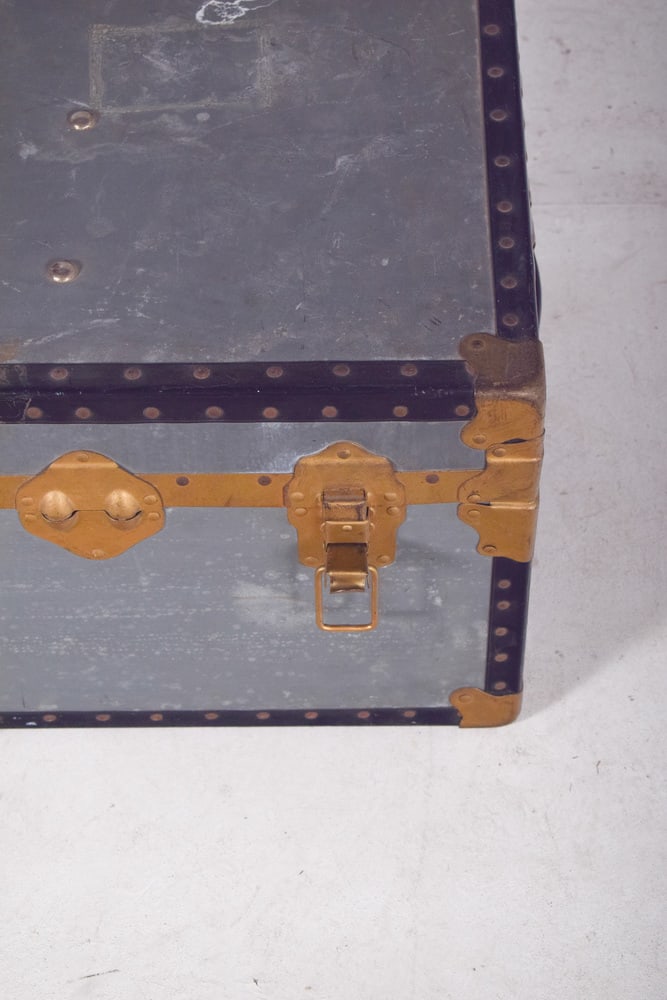 Mid-Century Suitcase in Grey Sheet Metal, 1950s - 9