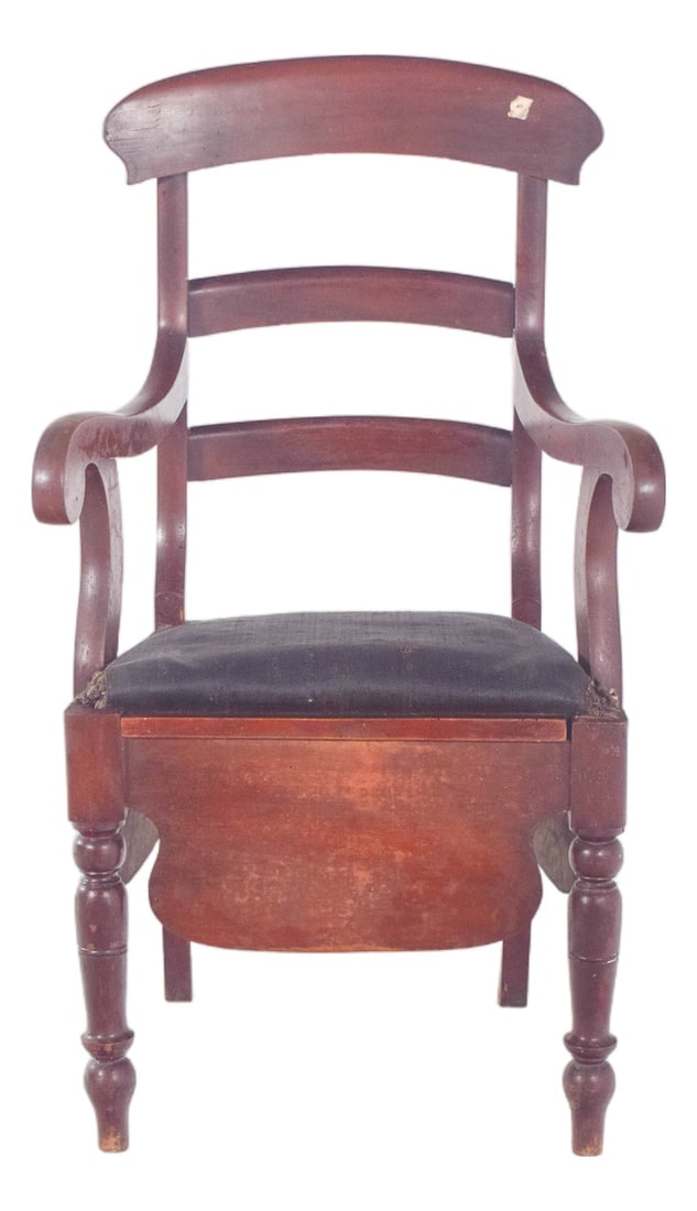 19th Century Black Upholstered Potty Chair (1 of 7)