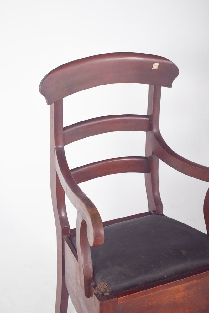 19th Century Black Upholstered Potty Chair - 2
