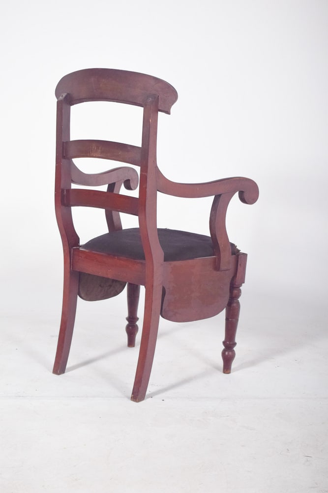 19th Century Black Upholstered Potty Chair - 4