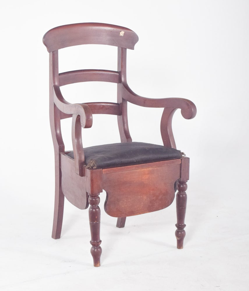 19th Century Black Upholstered Potty Chair - 5