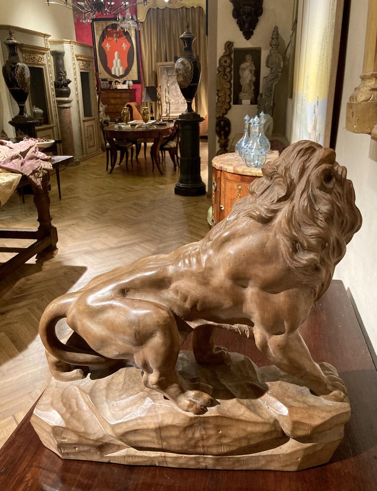 Italian Artist, Large Lion, 19th Century, Wood - 11