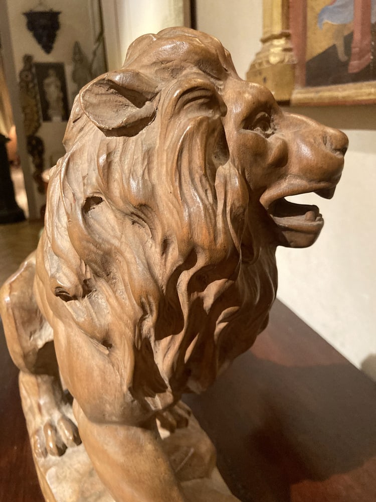 Italian Artist, Large Lion, 19th Century, Wood - 13