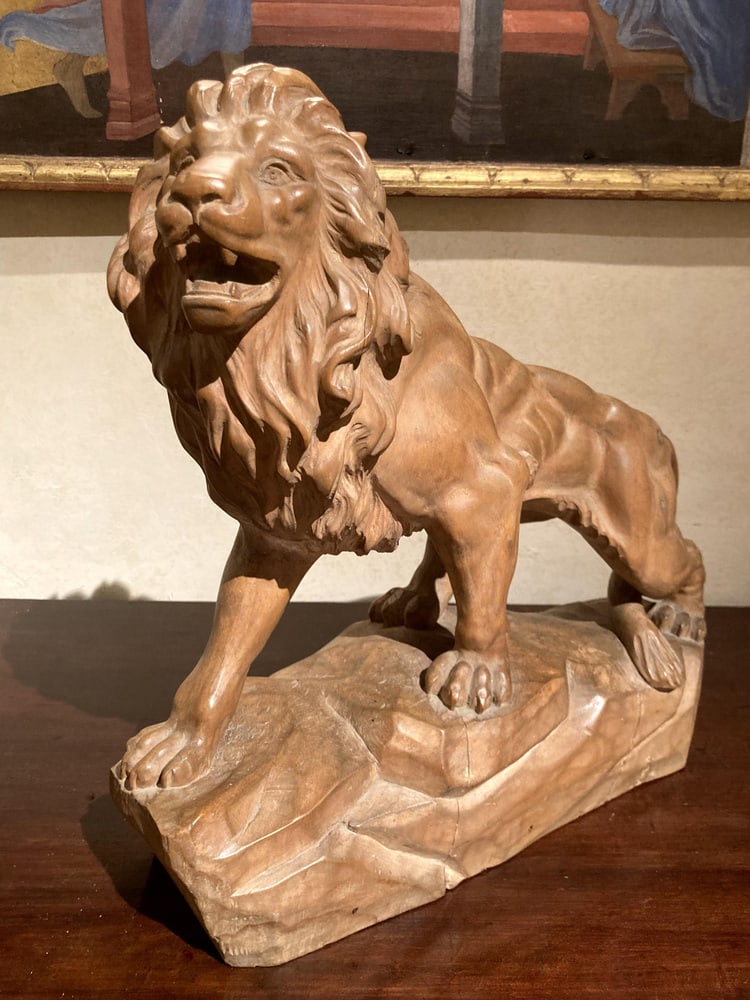 Italian Artist, Large Lion, 19th Century, Wood - 9